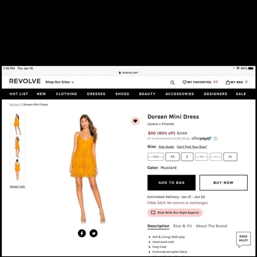 Doreen Mini Dress by Lovers and Friends.